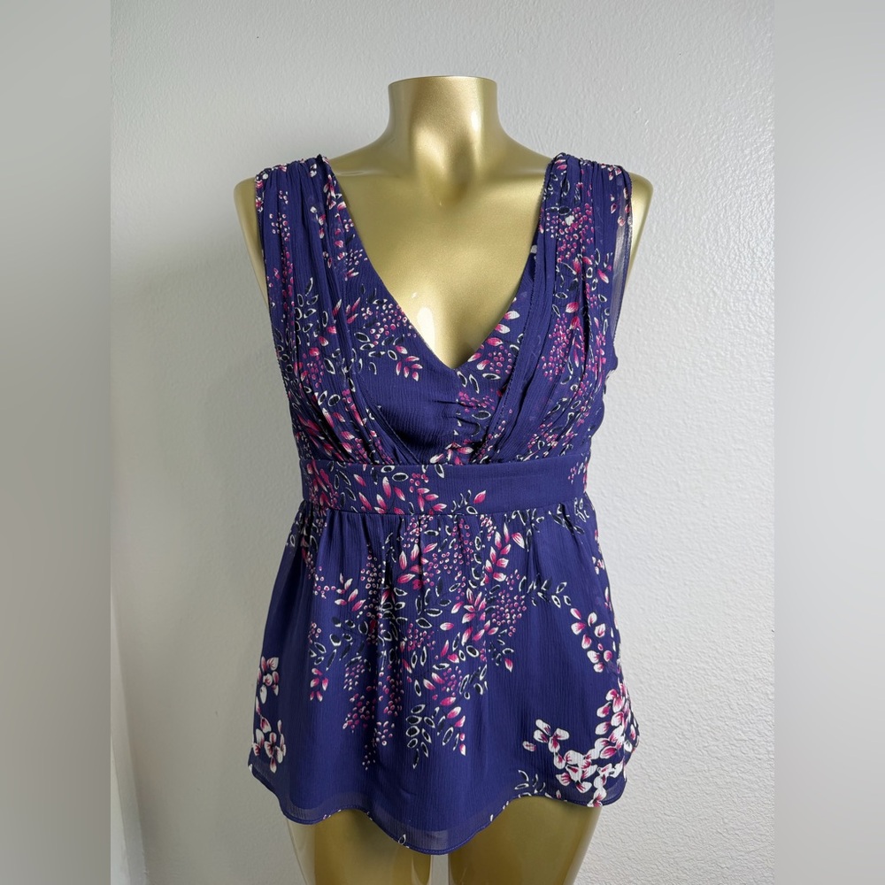 Ted Baker purple floral silk chiffon sleeveless top 1